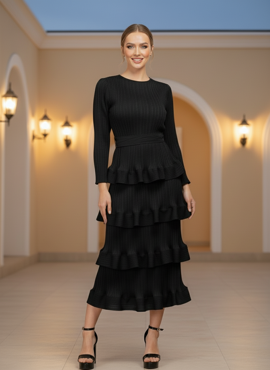 Spring Design Cake Slim Stitching Casual Party - Black