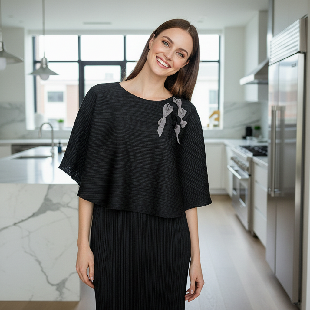 Elegant Two Piece Dress -  Black