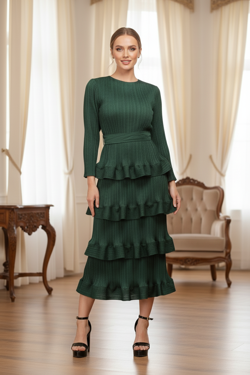 Spring Design Cake Slim Stitching Casual Party - Green