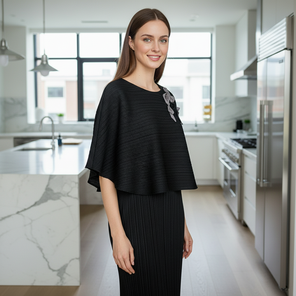 Elegant Two Piece Dress -  Black