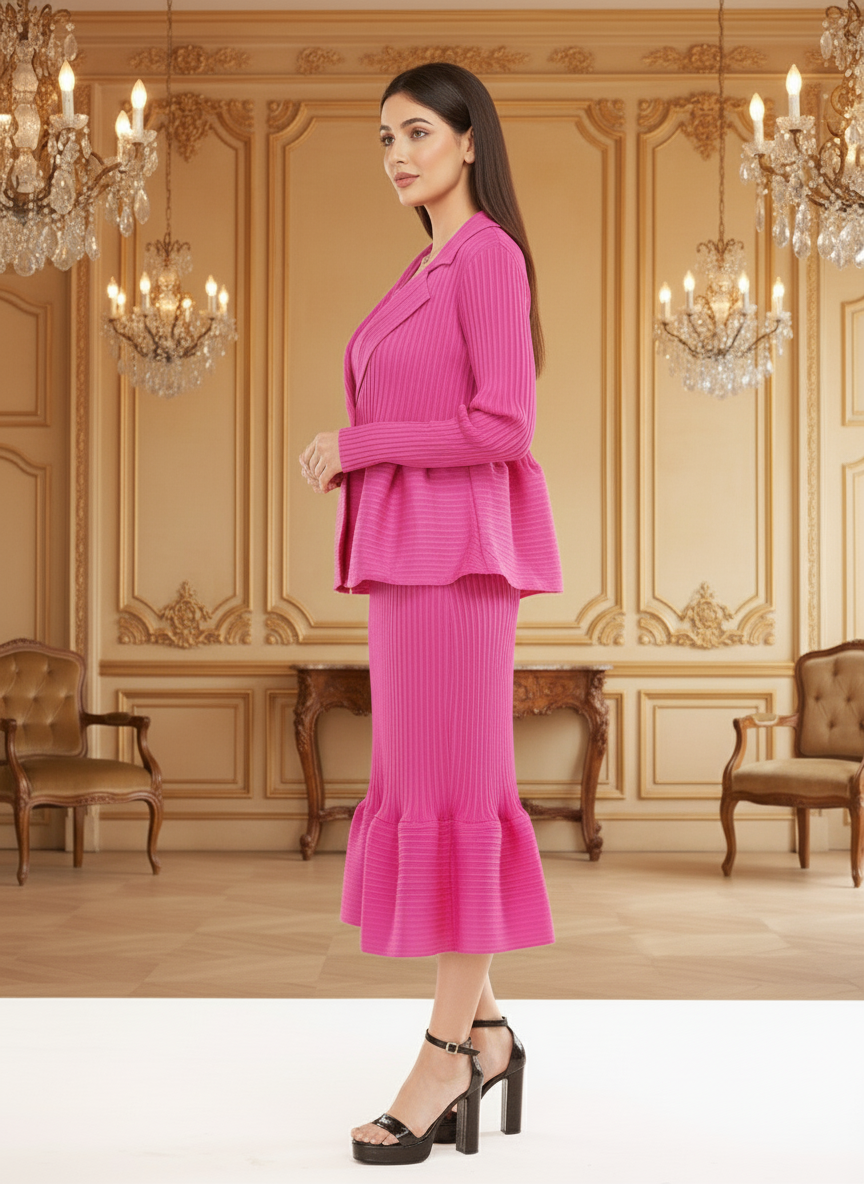 Crew Neck Top Wide Leg Pants - Purple