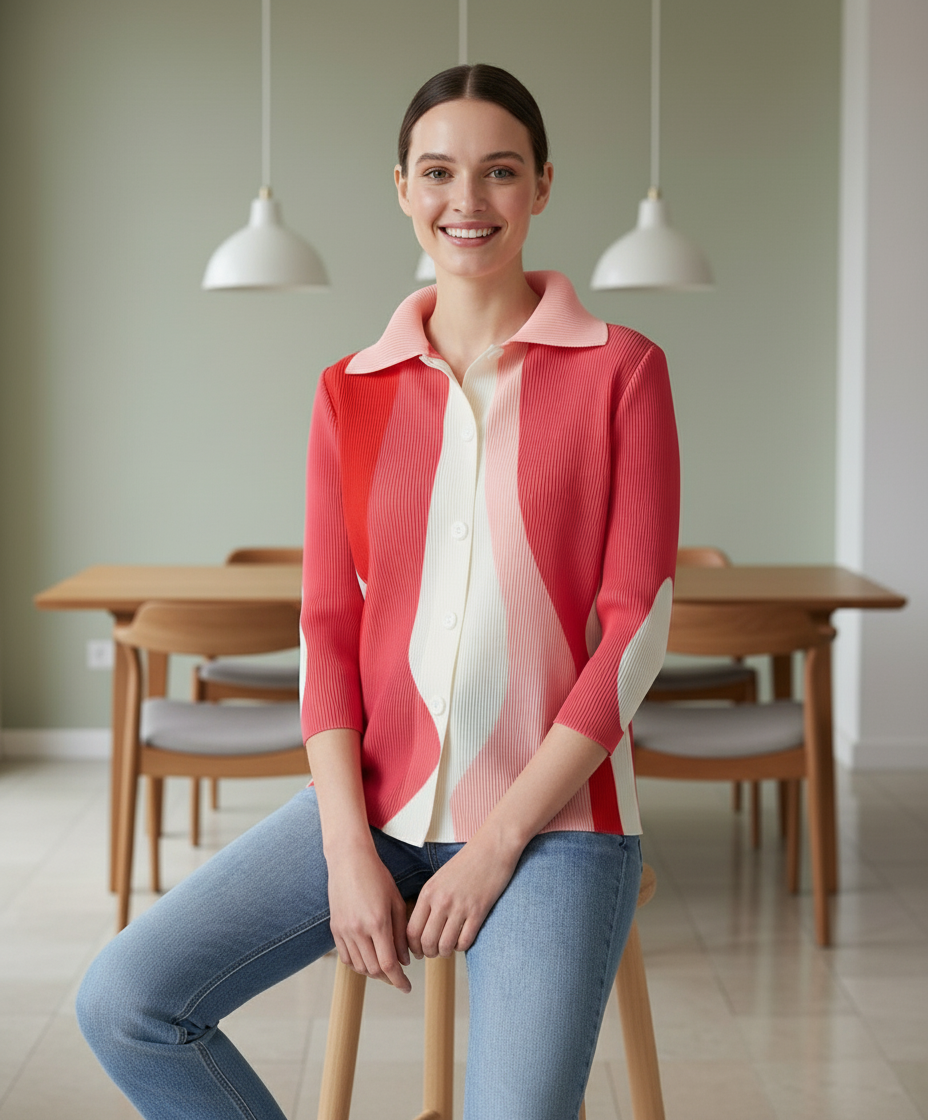 Polyester Edith Color block Printed Shirt