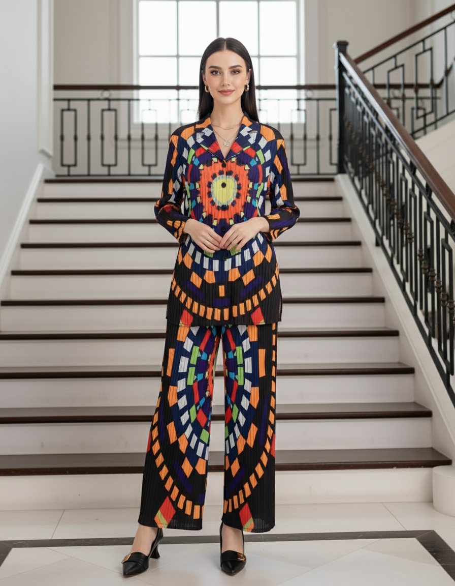 Abstract Geometric Printed design -  Black