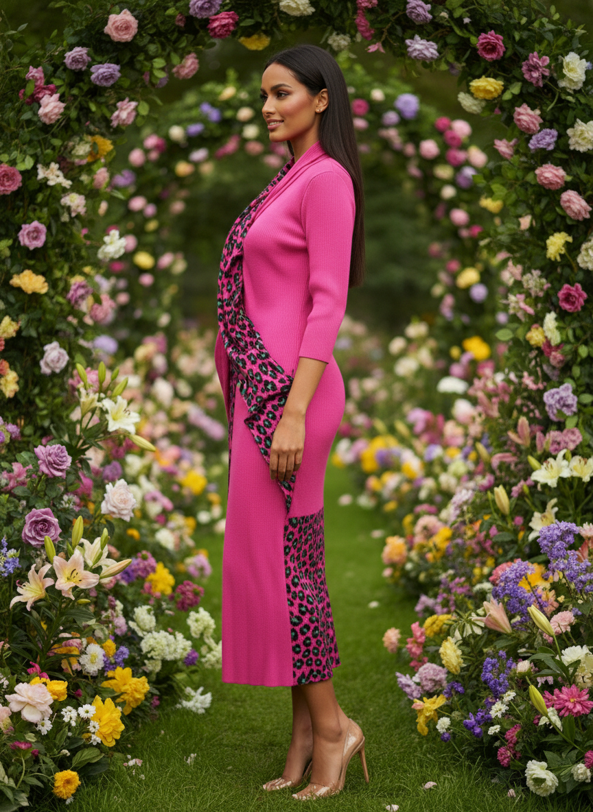 Ruffle Leopard Print  - Pink