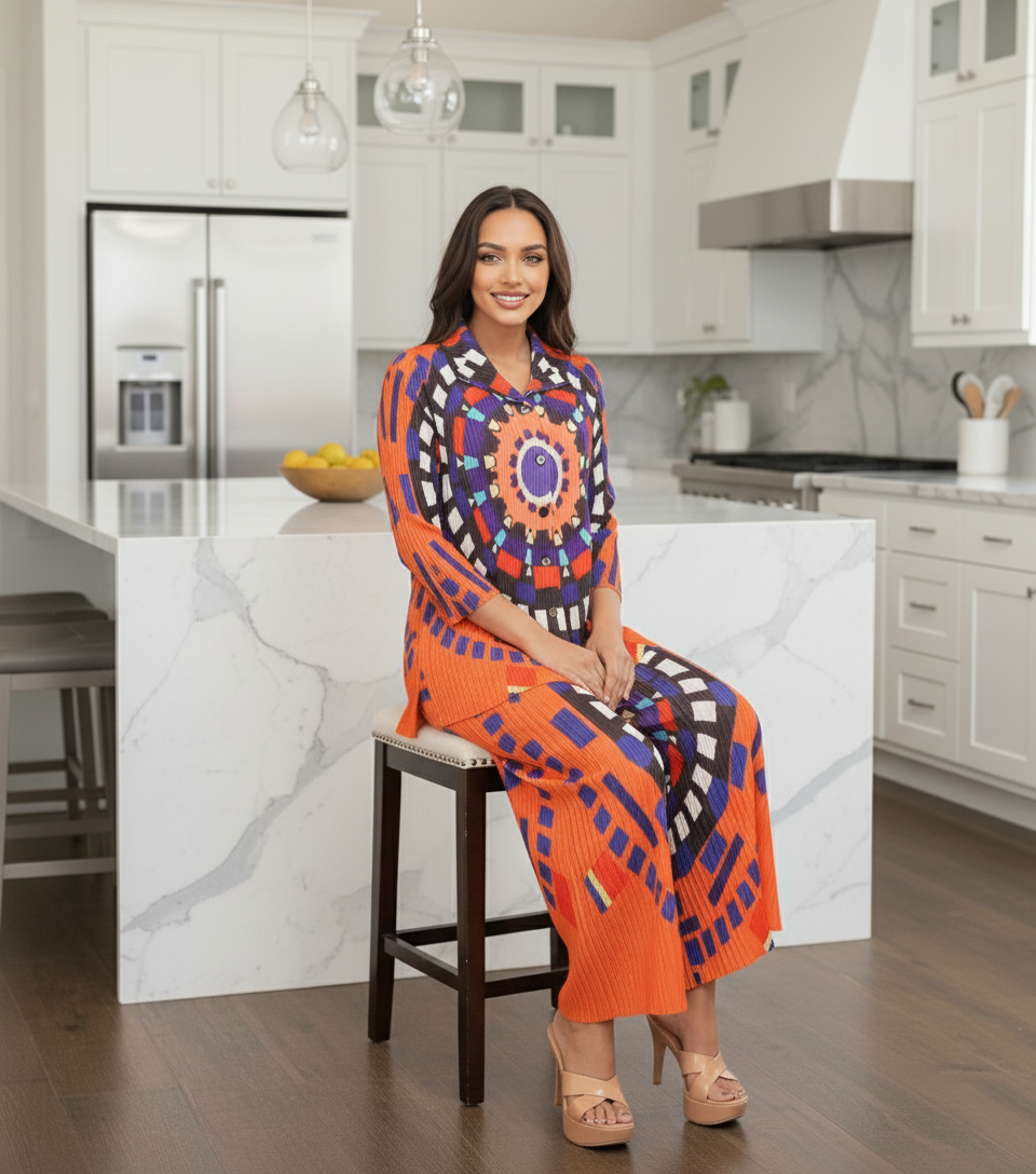 Abstract Geometric Printed design - Orange