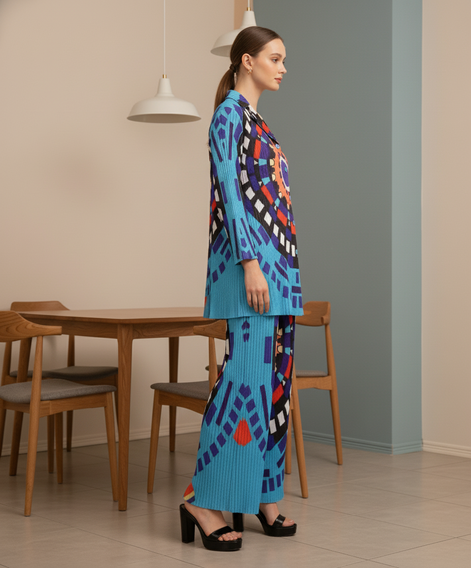 Abstract Geometric Printed design - Blue