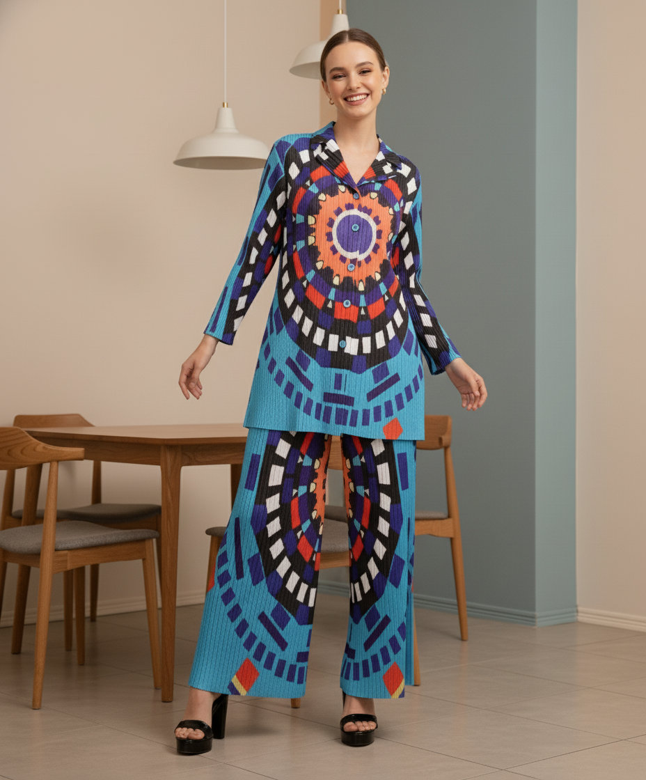 Abstract Geometric Printed design - Blue